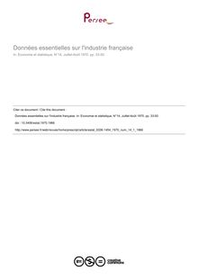 Données essentielles sur l industrie française - article ; n°1 ; vol.14, pg 33-50
