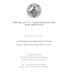 Entropy of C(K)-valued operators and some applications [Elektronische Ressource] / von Ingo Steinwart