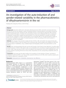 An investigation of the auto-induction of and gender-related variability in the pharmacokinetics of dihydroartemisinin in the rat