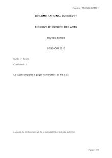 Brevet 2015: sujet Histoire des Arts toutes séries !