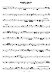 Partition violoncelles/basse/basson, Roland, LWV 65, Tragédie mise en musique