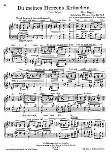 Partition complète (filter), Simple chansons, Op.76, Schlichte Weisen, Op.76 par Max Reger