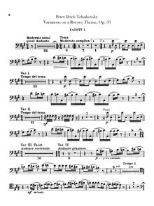 Partition basson 1, 2, Variations on a Rococo Theme, Вариации на тему рококо