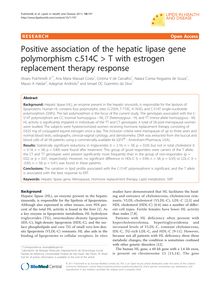 Positive association of the hepatic lipase gene polymorphism c.514C > T with estrogen replacement therapy response