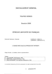 Sujet du bac S 2006: Francais