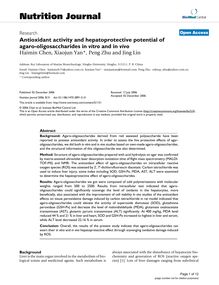 Antioxidant activity and hepatoprotective potential of agaro-oligosaccharides in vitroand in vivo