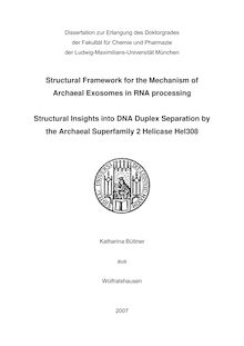 Structural framework for the mechanism of archaeal exosomes in RNA processing [Elektronische Ressource] : structural insights into DNA duplex separation by the archaeal superfamily 2 helicase Hel308 / Katharina Büttner