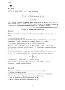 Mathématiques B 2008 Classe Prepa PSI Concours E3A