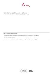 Entretien avec François Hollande - article ; n°3 ; vol.13, pg 3-23
