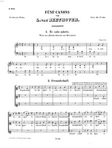 Partition complète, Fünf Canons, WoO 181, E♭ major  C major  B♭ major  C major  C major
