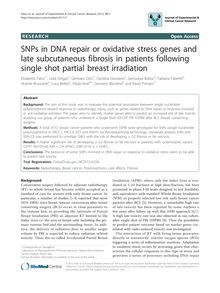 SNPs in DNA repair or oxidative stress genes and late subcutaneous fibrosis in patients following single shot partial breast irradiation