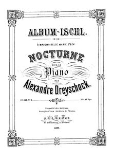 Partition No.4 Nocturne, Album Ischl - 6 Piano pièces, Op.142, Dreyschock, Alexander