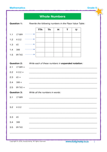 Grade 5 Maths: Workbook - Whole Numbers