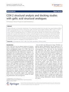 COX-2 structural analysis and docking studies with gallic acid structural analogues