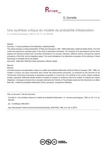 Une synthèse critique du modèle de probabilité d élaboration - article ; n°4 ; vol.93, pg 583-602
