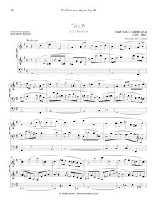 Partition No.9 Trio en G major, 10 Trios pour orgue, Rheinberger, Josef Gabriel