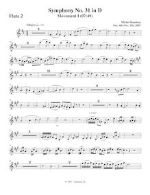 Partition flûte 2, Symphony No.31, D major, Rondeau, Michel par Michel Rondeau