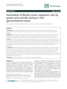Inactivation of Bacillus cereus vegetative cells by gastric acid and bile during in vitro gastrointestinal transit