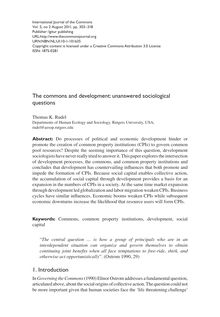The commons and development: unanswered sociological questions
