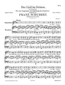Partition complète, Das Lied im Grünen, Song in the Country, Schubert, Franz par Franz Schubert