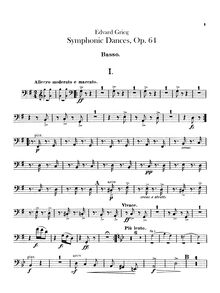 Partition Basses, symphonique Dances, Grieg, Edvard