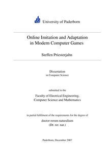 Online imitation and adaptation in modern computer games [Elektronische Ressource] / Steffen Priesterjahn
