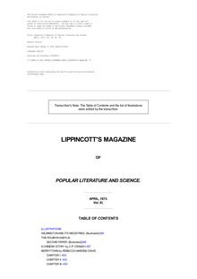 Lippincott s Magazine of Popular Literature and Science - Volume 11, No. 25, April, 1873