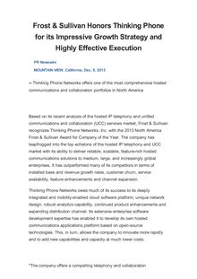 Frost & Sullivan Honors Thinking Phone for its Impressive Growth Strategy and Highly Effective Execution