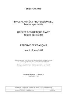 Bac Pro Français 2019