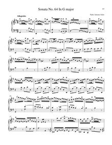 Partition Sonata R.64 en G major, clavier sonates R.61-70, Soler, Antonio
