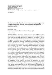 Cockles in custody: the role of common property arrangements in the ecological sustainability of mangrove Fisheries on the Ecuadorian Coast