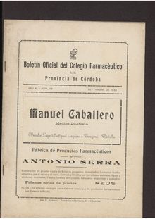 Boletín Oficial del Colegio Farmacéutico de la Provincia de Córdoba, n. 119 (1933)