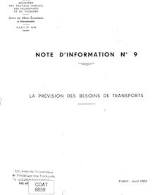 La prévision des besoins de transport - Note d information n°9 - avril 1962