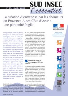 La création d entreprise par les chômeurs en Provence-Alpes-Côte d Azur : une pérennité fragile  