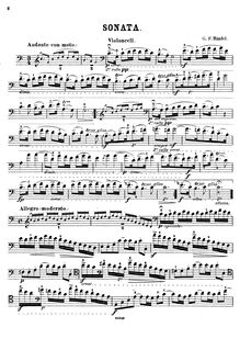 Partition de violoncelle, Sonata pour viole de gambe et Cembalo