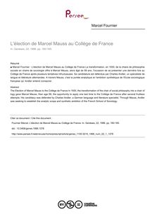L élection de Marcel Mauss au Collège de France - article ; n°1 ; vol.22, pg 160-165