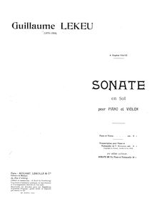 Partition de violon, Sonate en Sol pour Piano et Violon