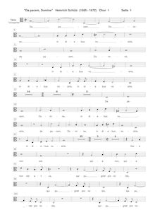 Partition chœur 1: ténor [C3 clef], Da pacem, Domine, Schütz, Heinrich