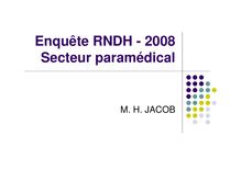 Enquête RNDH - 2008 Secteur paramédical