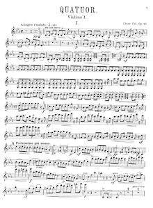 Partition violon 1, corde quatuor No.1, Quatour pour 2 violons, alto, et violoncelle