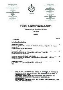 ACTIVIDADES DO TRIBUNAL DE JUSTIÇA E DO TRIBUNAL DE PRIMEIRA INSTÂNCIA DAS COMUNIDADES EUROPEIAS. Senna de 11 a 15 de Abril de 1994 n.° 11-94