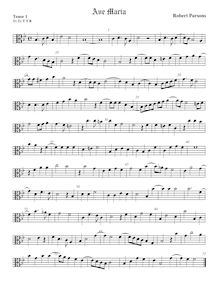 Partition ténor viole de gambe 1, alto clef, Ave Maria, Parsons, Robert par Robert Parsons