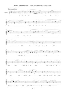 Partition ténor 2 , partie [G2 clef], Missa Papae Marcelli, Palestrina, Giovanni Pierluigi da