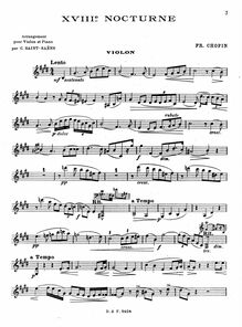 Partition de violon, Deux nocturnes, Chopin, Frédéric