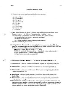 Etude fonction second degré (page exercices numéro 1)