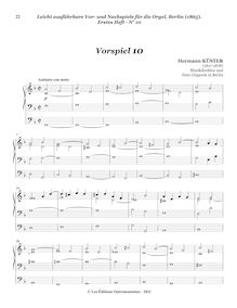 Partition Vorspiel 10, Leicht ausführbare Vor- und Nachspiele für die Orgel, bande 1