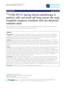 18 F-FDG PET-CT during chemo-radiotherapy in patients with non-small cell lung cancer: the early metabolic response correlates with the delivered radiation dose
