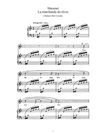 Partition complète (F Major: haut voix et piano), La marchande de rêves