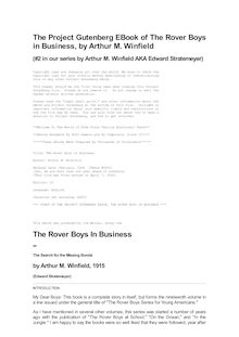 The Rover Boys in Business - Or, The search for the missing bonds