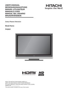 Notice TV Plasma Hitachi  P42A01